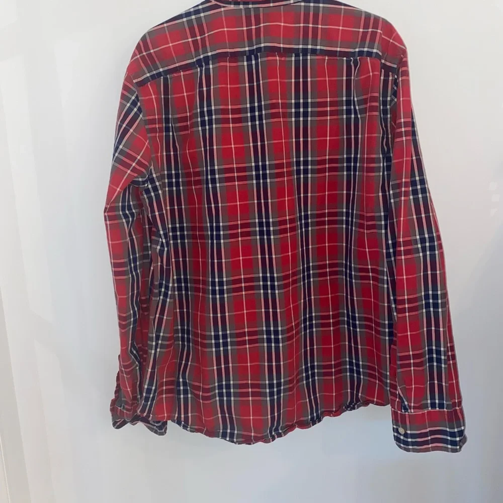 J.Crew Men’s Chapman Washed Tartan Plaid Button-Down Shirt | Red Blue Cotton XL